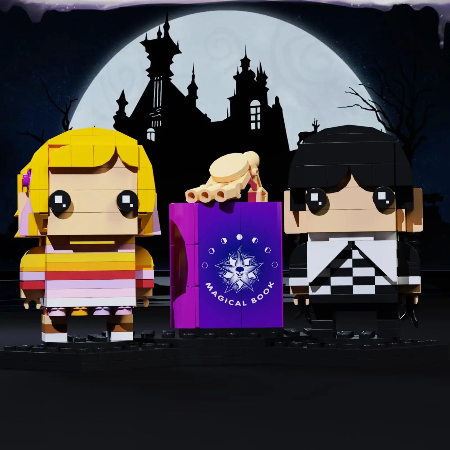 Famous TV Characters Building Blocks Toys, Wednesday and Enid Wolf Girl Model Set, Birthday Gifts for Children, 375 Pieces