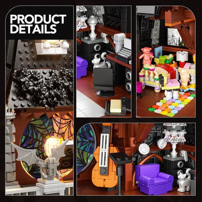 2419pcs Wednesday Addams Building blocks Set Creative Movie Game Black House Modular Buildings Bricks Toys for Kids Adults Gifts