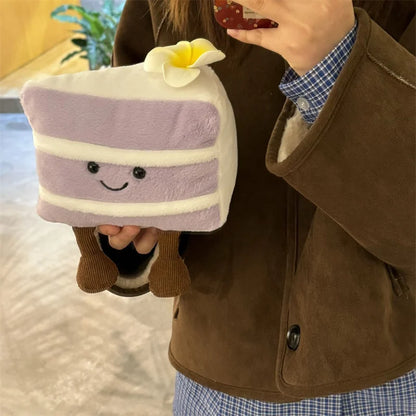Kawaii Cartoon Hot Cake Plush Doll High Quality Soft Stuffed Fruit Strawberry Wedding Cake Simulation Food Plush Toy Home Decor