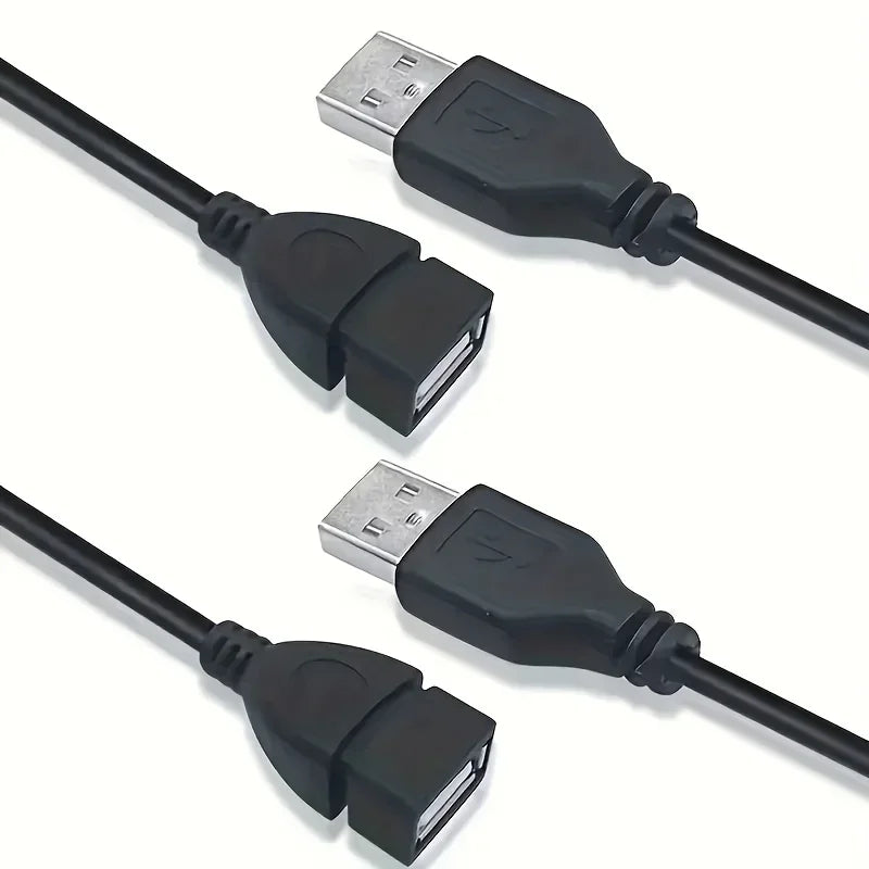 2pcs 3.3ft USB 2.0 A Male to A Female Data Sync Black Charger Extension Cable Cord USB A for PC Laptop Keyboard Extender Cord