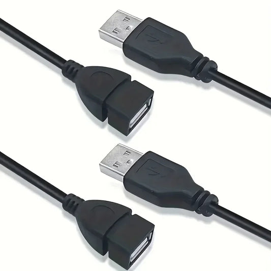 2pcs 3.3ft USB 2.0 A Male to A Female Data Sync Black Charger Extension Cable Cord USB A for PC Laptop Keyboard Extender Cord