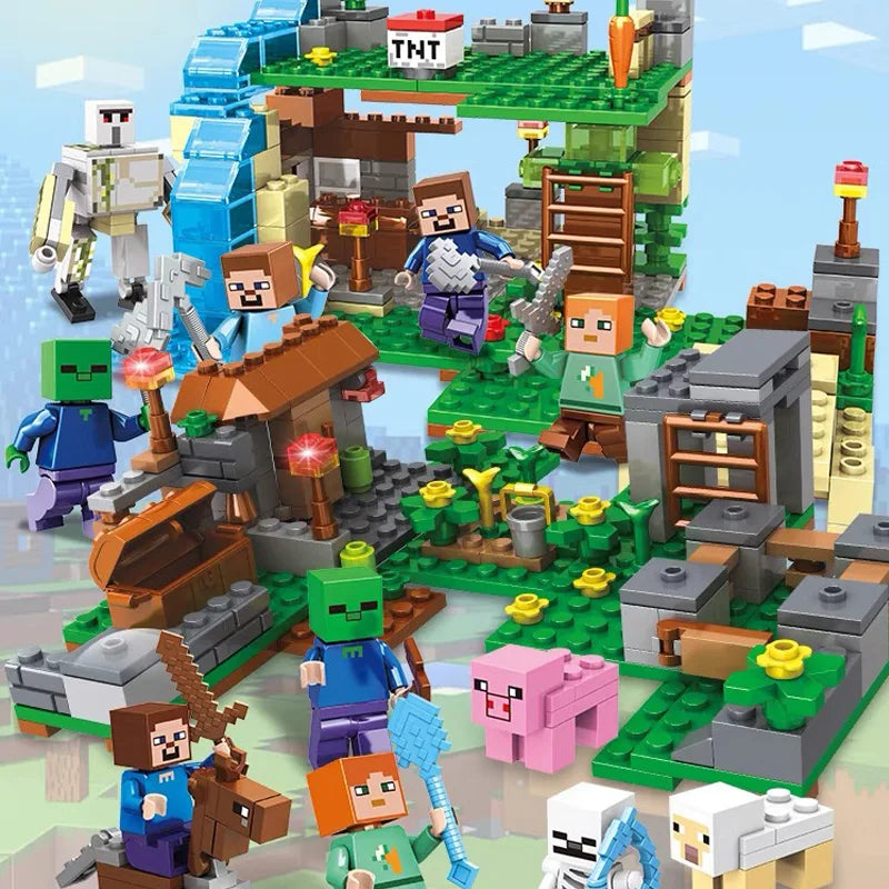 Cartoon Small Farm Village Cave Building Blocks Assembly Enlightenment Education Toys for Children Birthday Christmas Gift