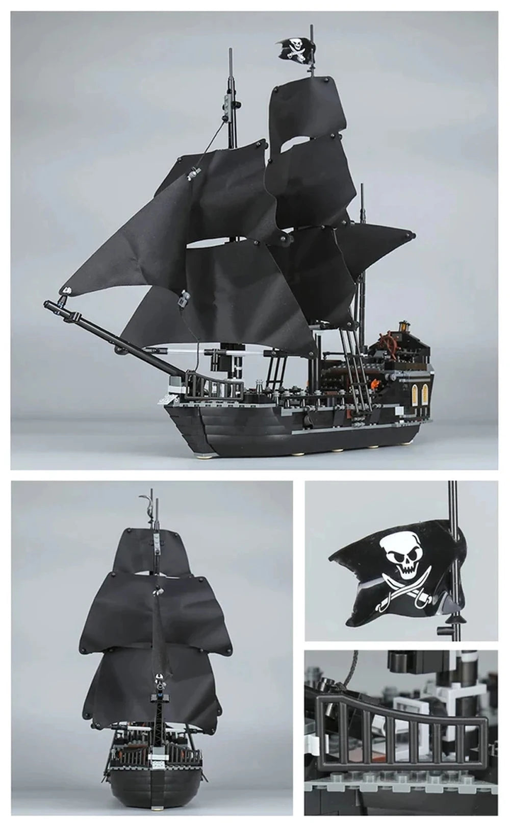 LOTR Ambush Ship Pirates Of Caribbean Reveng Warship Black Pearl Sailboat Building Block Bricks  Assembly Toy Kid Gift
