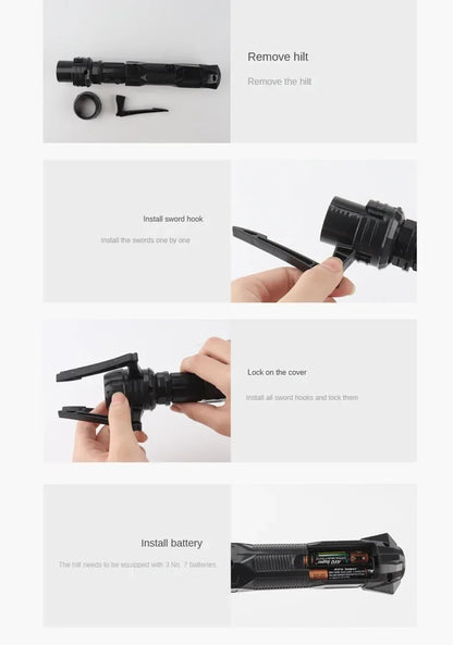 Telescopic Sword 75cm RGB Light Saber 2 In 1 7-Color/1 Color Lightsaber for 3+ Kids Laser Sword Toy Party Glow Swords Coser Toy