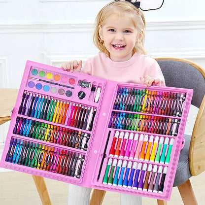 42/68/86/150/168/208pcs Childeren's Painting Brush Full Set Watercolor Pen Crayon with Drawing Board For Kids Art Supplies Gifts
