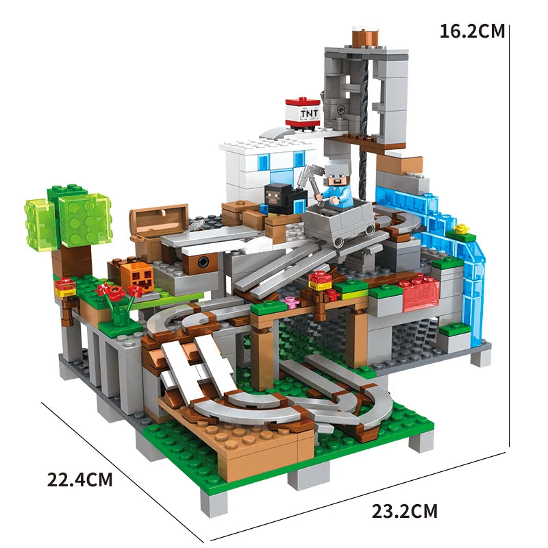 1089pcs My World Building Blocks Set Mechanism Mountain Cave Kids Interactive STEM Educational Toy Creative Gifts for Boys Girls