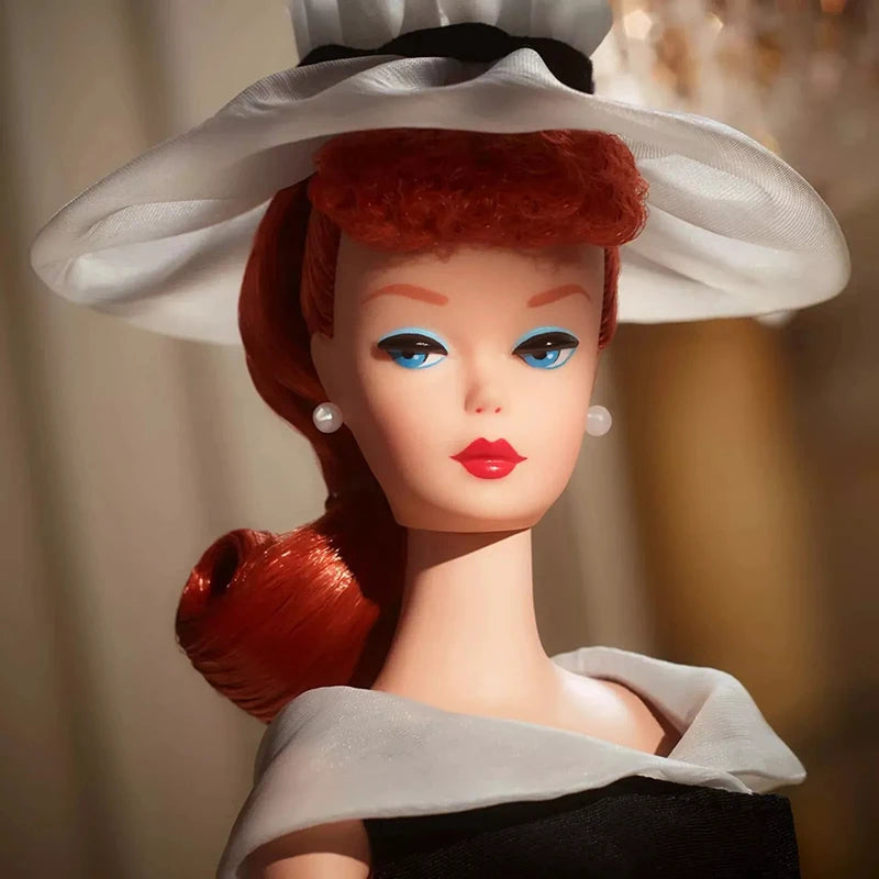 Barbie Signature 1962 After 5 Silkstone Barbie Doll Reproduction Wearing a Black and White Princess Dress Collection Toy HBY14