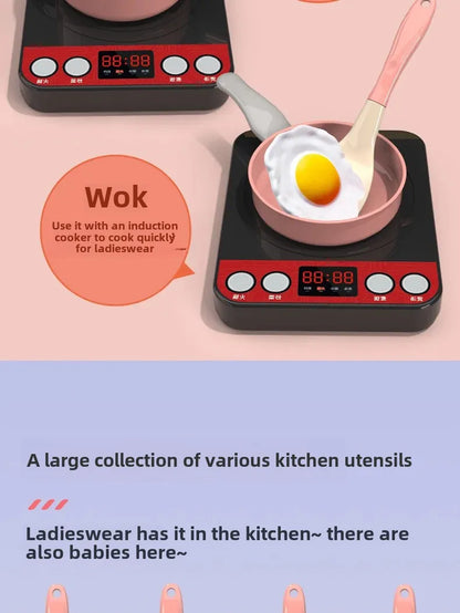 28 PCS Kids Kitchen Toys Set Play Kitchen Accessories Kit with Play Pots Pretend Food Cooking Toy Toddler Girls Boy Gift