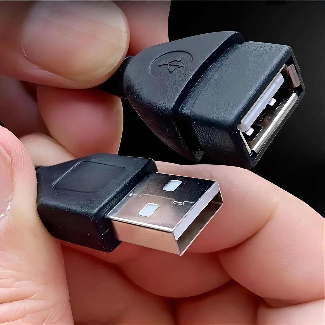 2pcs 3.3ft USB 2.0 A Male to A Female Data Sync Black Charger Extension Cable Cord USB A for PC Laptop Keyboard Extender Cord