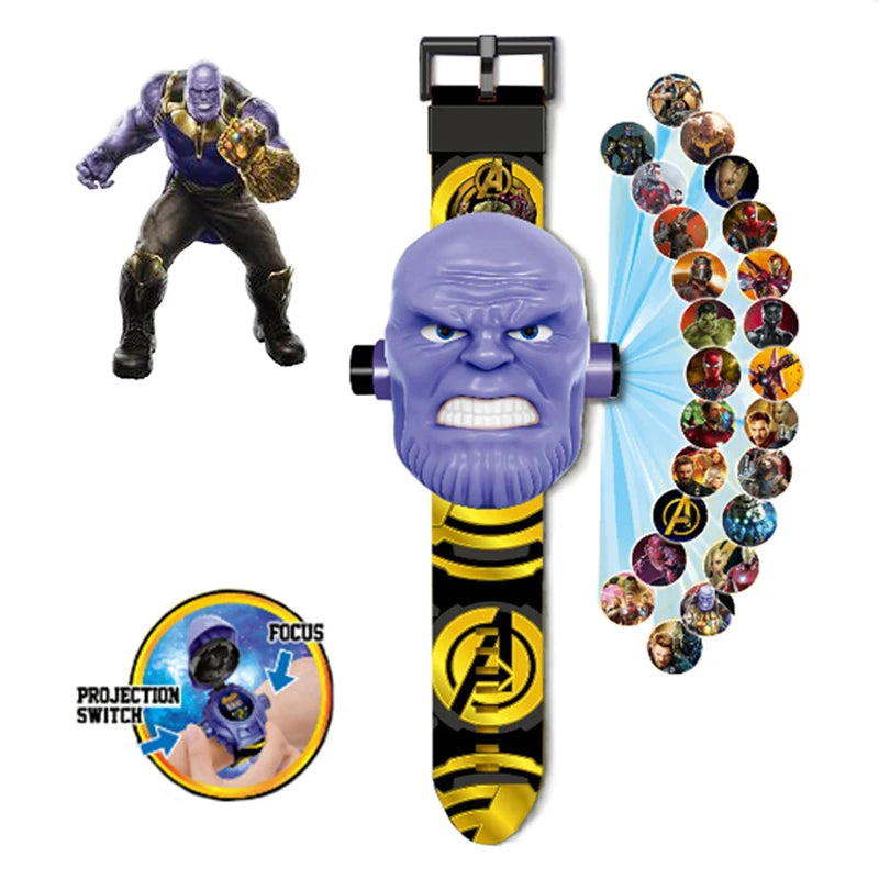 Disney Marvel Figure Spiderman Minnie McQueen 24 Projection Watch Digital Clock Student Wristwatches Kids Toy Boy Birthday Gifts