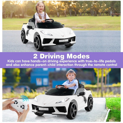 DORTALA 12V Electric Kids Ride On Car Licensed Chevrolet Corvette C8 Toy Car
