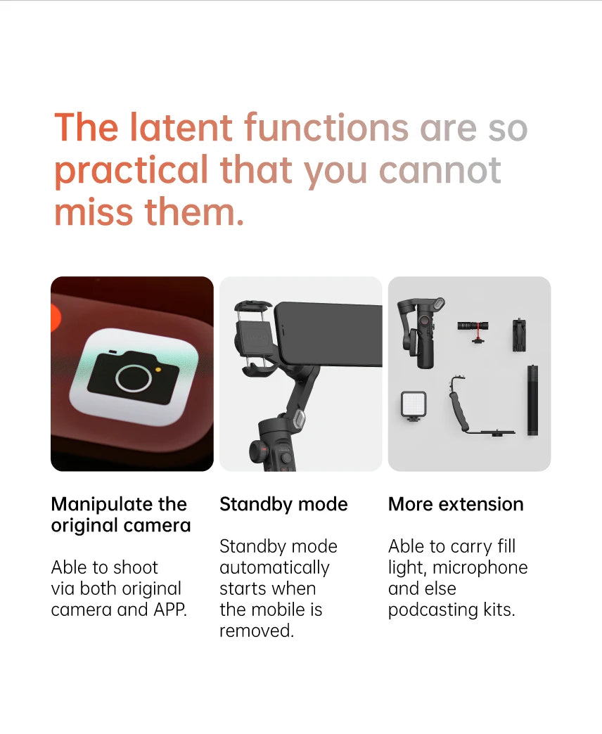 AOCHUAN 3-Axis Handheld Gimbal Stabilizer SmartXE for Smartphone for iPhone Android AI Face Tracking TikTok Vlog