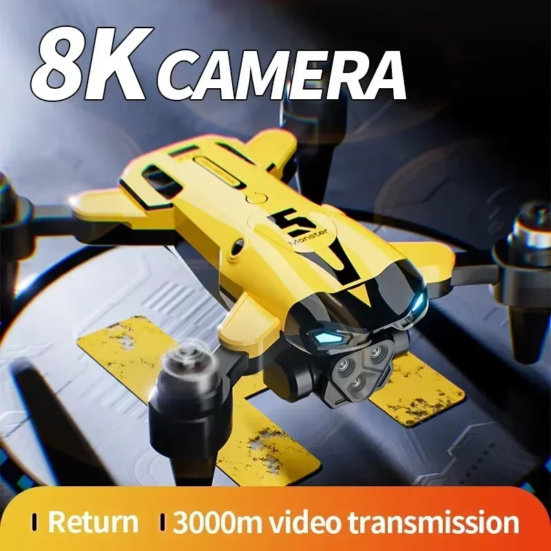M5 Drone Professional 8K Wide-Angle HD Triple Camera WiFi FPV Height Hold RC Drone Aircraft Quadrotor Adult Children's Toys Gift