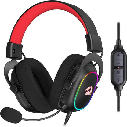 Redragon H510 Zeus-X RGB com fio retroiluminado para jogos fone de ouvido com som surround 7.1 e múltiplas plataformas