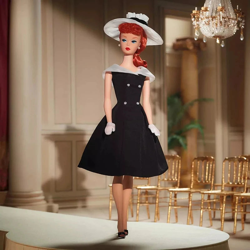 Barbie Signature 1962 After 5 Silkstone Barbie Doll Reproduction Wearing a Black and White Princess Dress Collection Toy HBY14