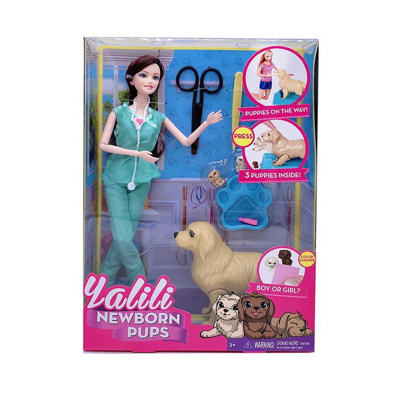 New DIY 30cm Princess Doll and Will Give Birth to Small Dogs Big Dog Toy for Children Playing Games Girl's Birthday Gift