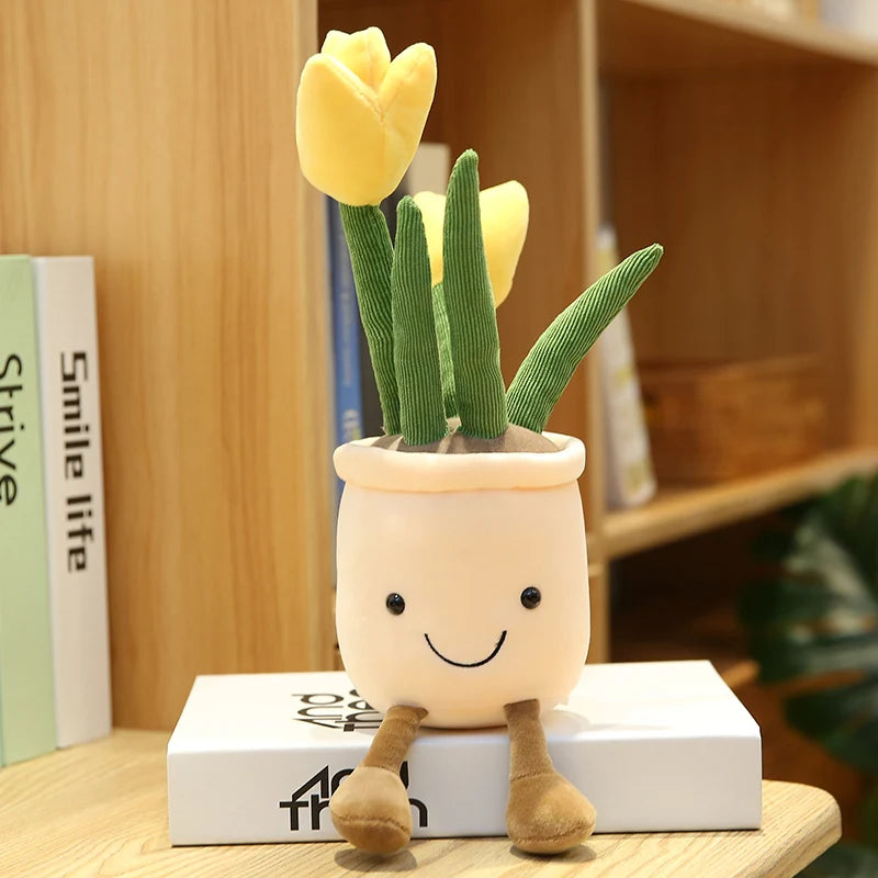 Cartoon Cute Hot Sale Cake Plush Doll Pendant Succulent Flower Tulip Plant Potted Plush Toy Home Decoration Gift For Children