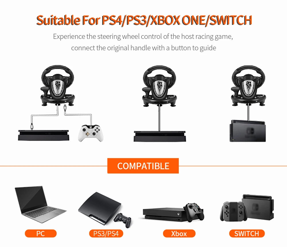 PXN V3II Gaming Steering Wheel Pedal Vibration Racing Game Controller for Xbox One for PC for PS3 PS4 for N-switch