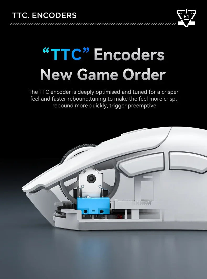 Attack Shark R1 2.4G USB Tri-modeWireless Gaming Mouse Bluetooth Connection 18000DPI 1000Hz Macro Mice For PC