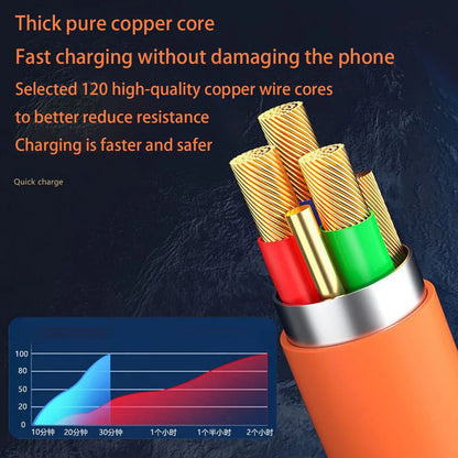 3 in 1 USB Cable 6A 120W  USB Cable  Fast Charging Data Cord For Iphone Samsung Huawei Xiaomi Multi Port Multiple Charging Wire