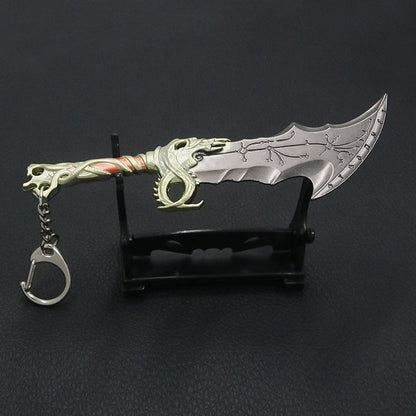 New God of War Ragnarok Keychain Kratos Ares Thor's Hammer Mjolnir Blades of Exile Leviathan Axe Weapon Penant Key Chain Jewelry