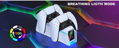 Estação de carregamento do controlador para playstation 5 carregador rápido duplo indicador led suporte carregamento docking station ps5 acessórios