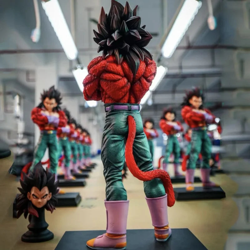 31CM Dragon Ball Vegeta Figure Super Saiyan 4 Vegeta Anime Figures 2 Heads Manga PVC Statue Model Collection Birthday Toy Gift