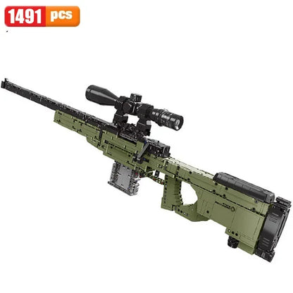 MOC Military AK47 Assault Rifle Gun Model Building Blocks Creative Ideas M24 Sniper Rifle Bricks Toys For Kids Christmas Gifts