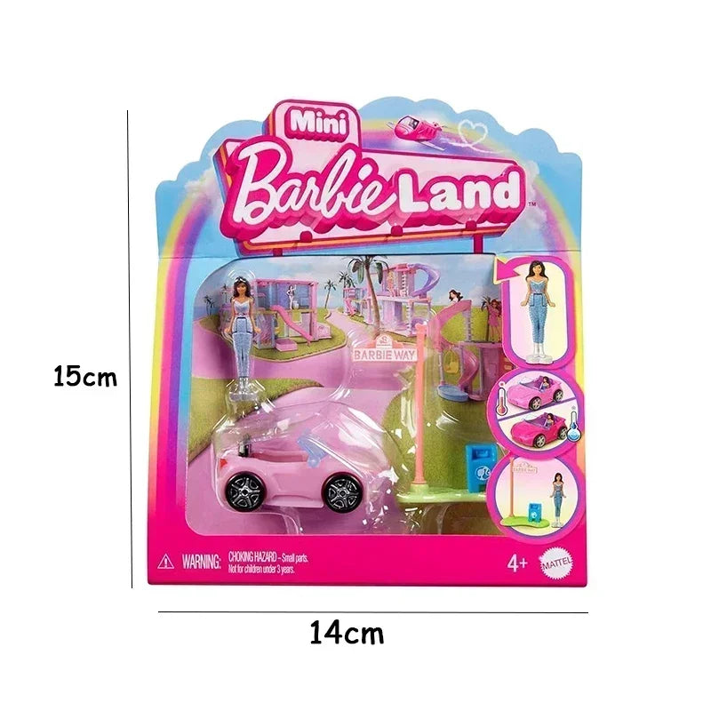 Original Barbie Traffic Vehicle Mini Barbieland Color Change Dream Camper Car Boat Plane Doll House Accessories Toys for Girls