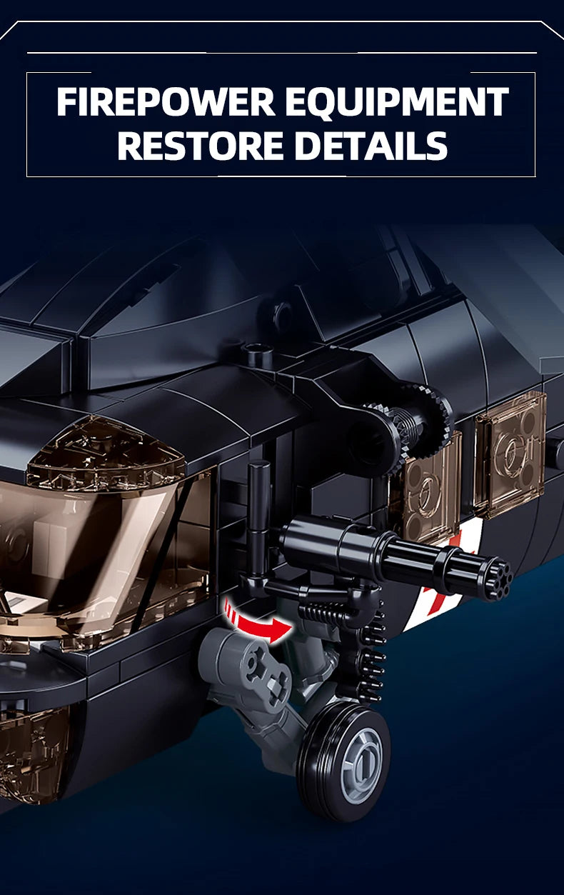 692PCS Military UH-60L Medical Rescue Aircraft Building Blocks Black Hawk Helicopter Model Bricks With Mini Dolls Kids Toy Gifts