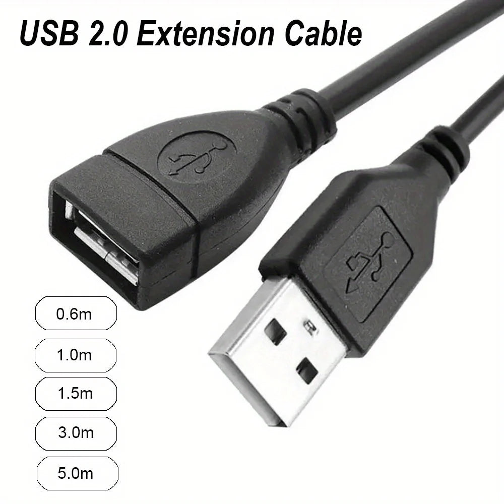 2pcs 3.3ft USB 2.0 A Male to A Female Data Sync Black Charger Extension Cable Cord USB A for PC Laptop Keyboard Extender Cord