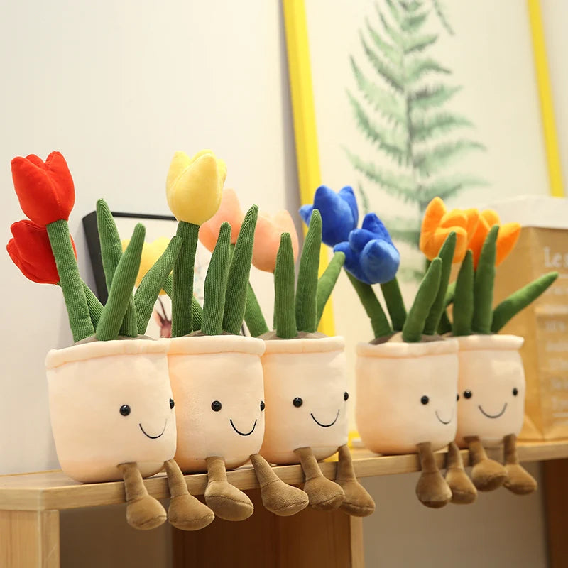 Cartoon Cute Hot Sale Cake Plush Doll Pendant Succulent Flower Tulip Plant Potted Plush Toy Home Decoration Gift For Children