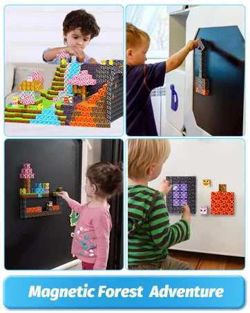 Magnetic Building Blocks Mine World Magnet Cube Set for Boy Girl Kid Age 3+ DIY Model Children STEM Educational Sensory Toy