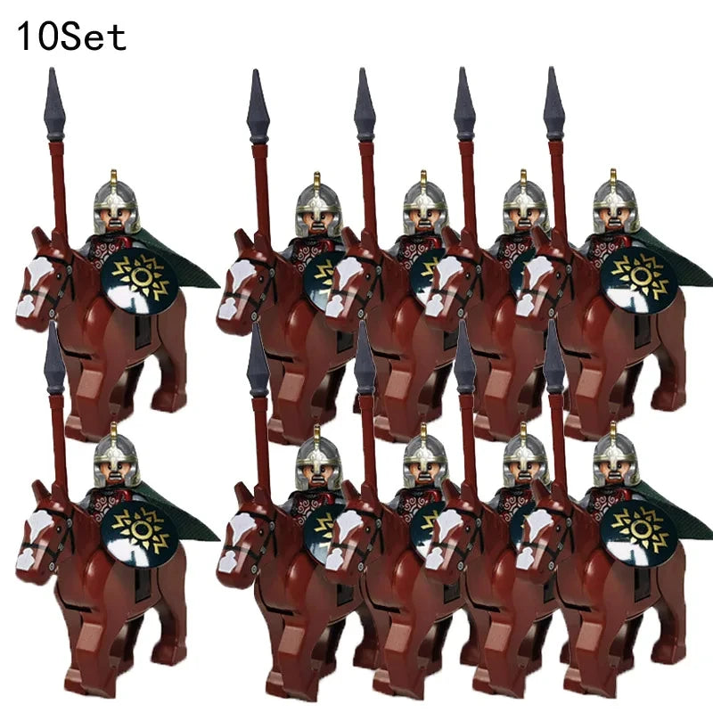 new 10sets Knights Dark Sauron Battle Five Armies with Sword Rohan with horse blocks kids toy