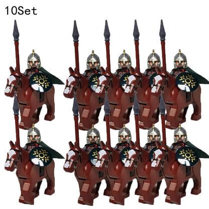new 10sets Knights Dark Sauron Battle Five Armies with Sword Rohan with horse blocks kids toy
