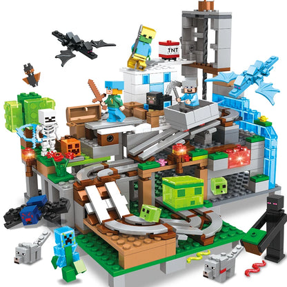 1089pcs My World Building Blocks Set Mechanism Mountain Cave Kids Interactive STEM Educational Toy Creative Gifts for Boys Girls