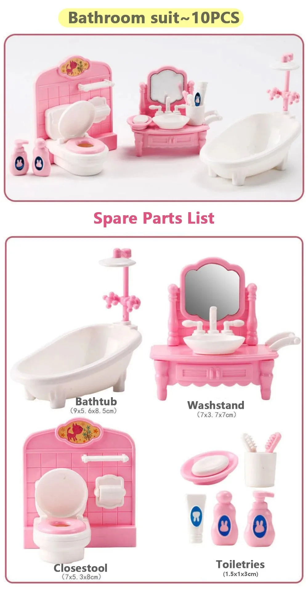 Hot Sale Cute Kawaii Pink 10 Items/Lot Miniature Dollhouse Furniture Accessory Kids Toys Kitchen Cooking Things For Girl Gifts