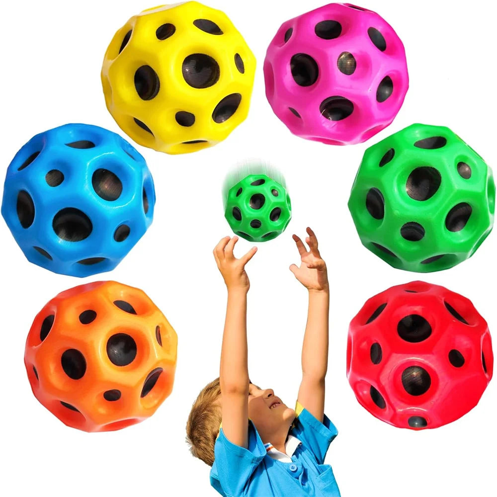 Space Moon Bouncy Balls for Kids Multicolor Spaceballs Super High Bouncing Easy to Grip and Catch Jumping Toy for Stress Relief