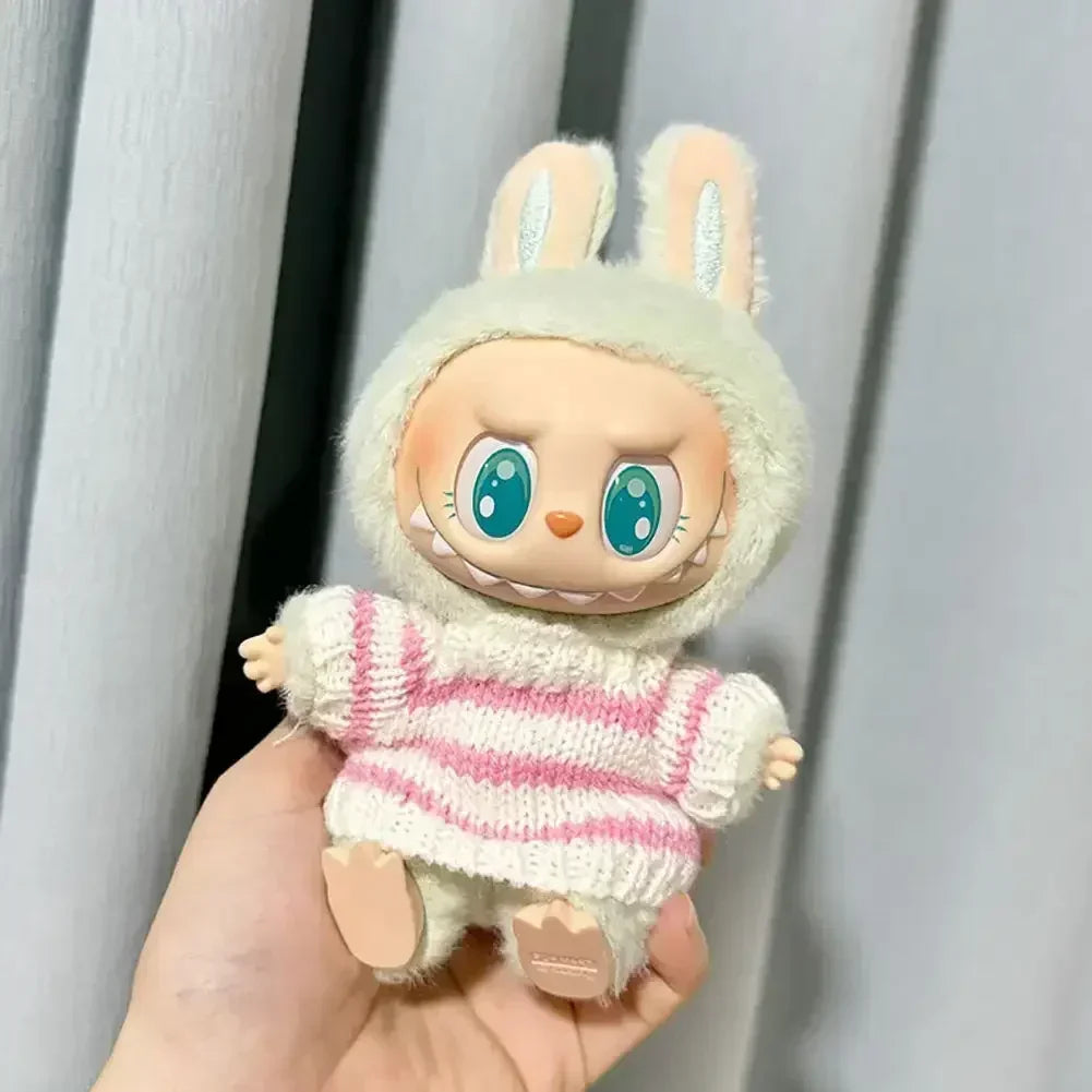Fashion Sweater Outfit Accessories Sitting Party Pink White Striped Sweater Cup Clothing For Labubu V1 V2 Idol Cute Doll Clothes