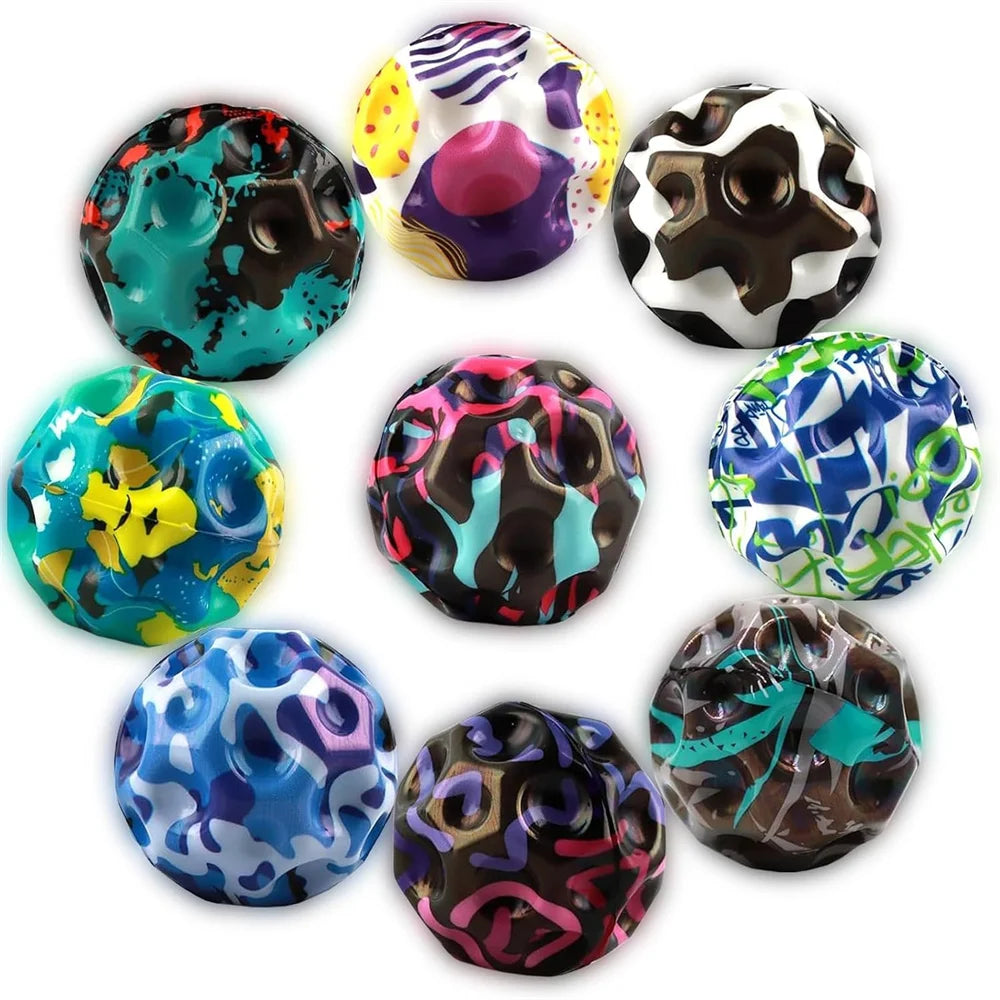 Space Moon Bouncy Balls for Kids Multicolor Spaceballs Super High Bouncing Easy to Grip and Catch Jumping Toy for Stress Relief