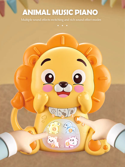 Teclado eletrônico animal de desenho animado, piano musical, comutação de efeitos sonoros multimodo, quebra-cabeça brinquedos educativos para 3 +