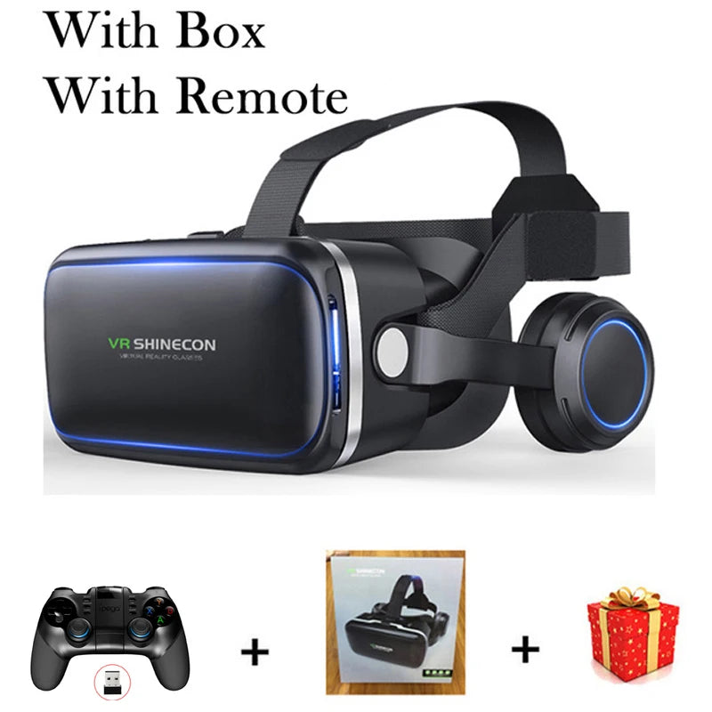 Shinecon VR Glasses 3D Virtual Reality Headset Devices Viar Helmet Goggle Lenses Smart For Phone Cell Smartphone Game Mobile Set