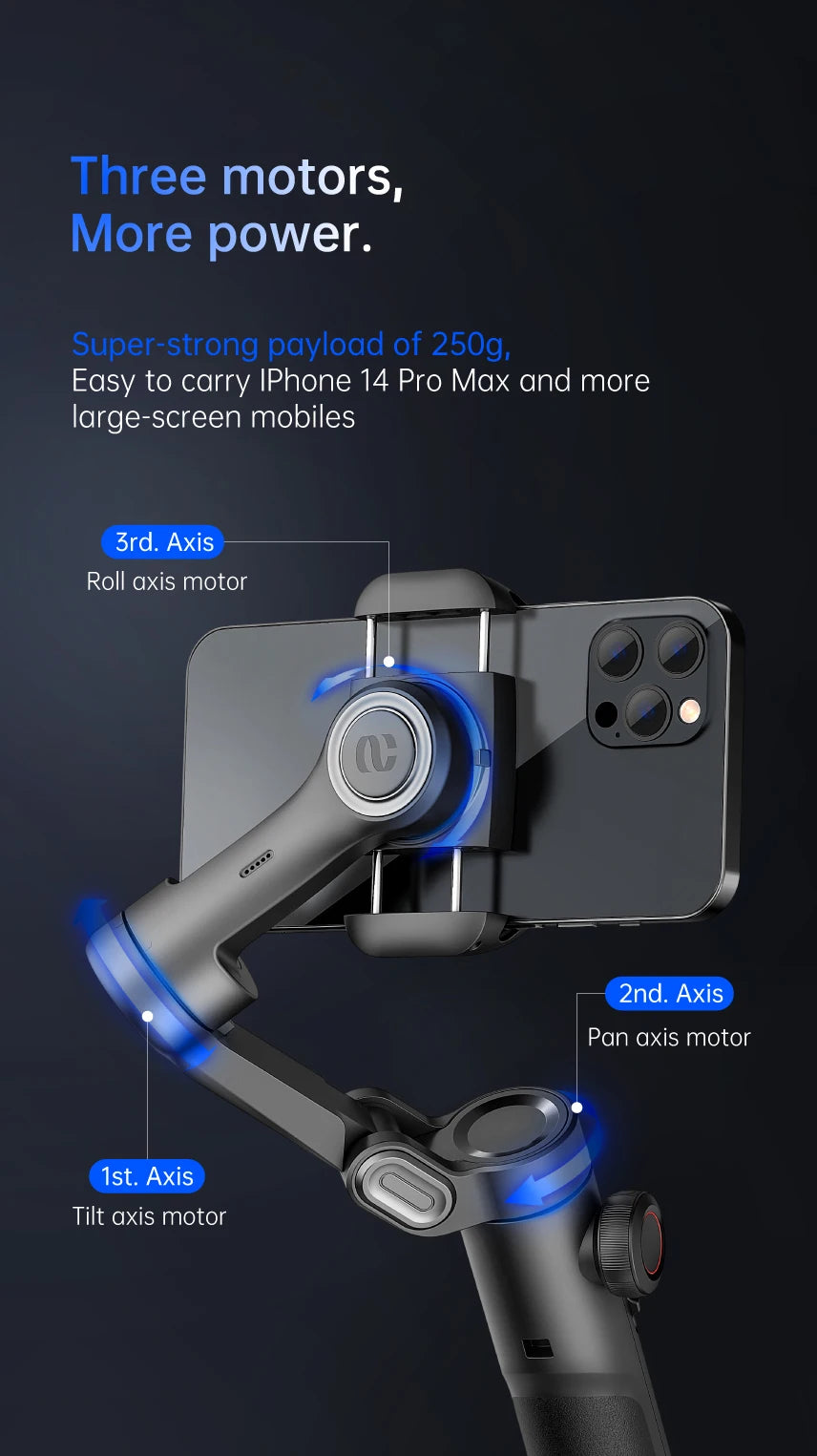 AOCHUAN 3-Axis Handheld Gimbal Stabilizer SmartXE for Smartphone for iPhone Android AI Face Tracking TikTok Vlog