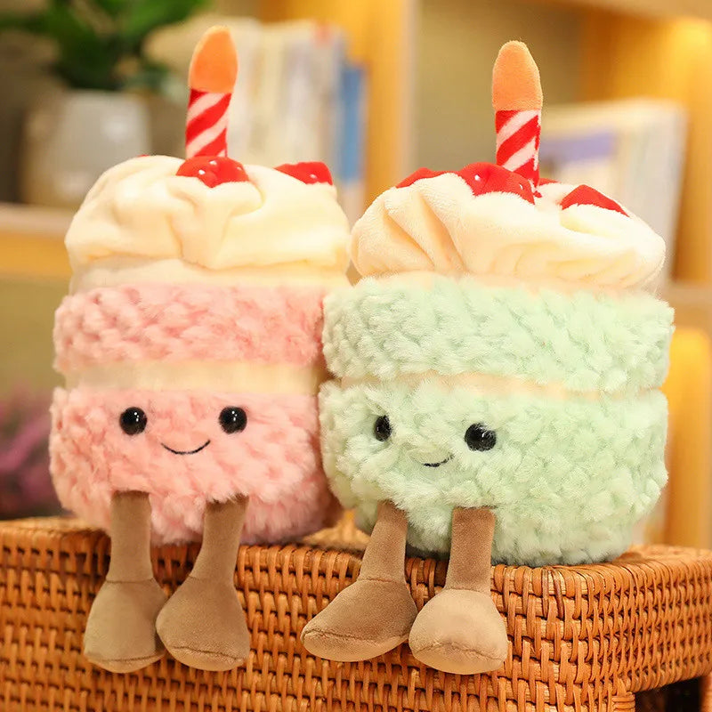 Kawaii Cartoon Hot Cake Plush Doll High Quality Soft Stuffed Fruit Strawberry Wedding Cake Simulation Food Plush Toy Home Decor