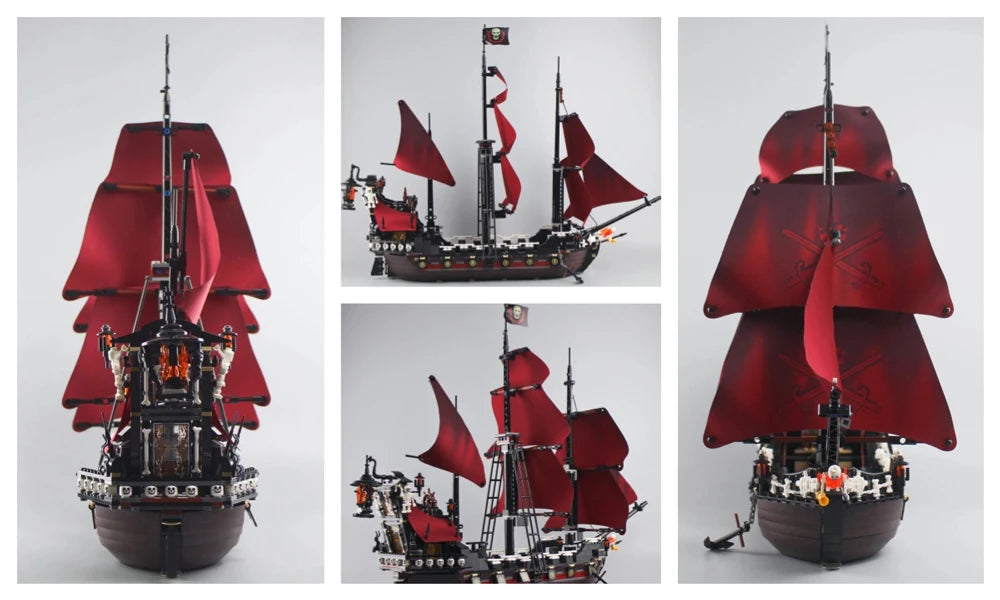 LOTR Ambush Ship Pirates Of Caribbean Reveng Warship Black Pearl Sailboat Building Block Bricks  Assembly Toy Kid Gift