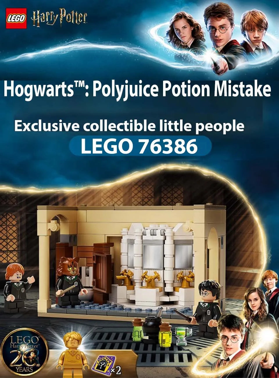LEGO 76386 Harry Potter Hogwarts: Polyjuice Potion Mistake  Gift Idea for Grandchildren with Golden Harry Potter Minifigure