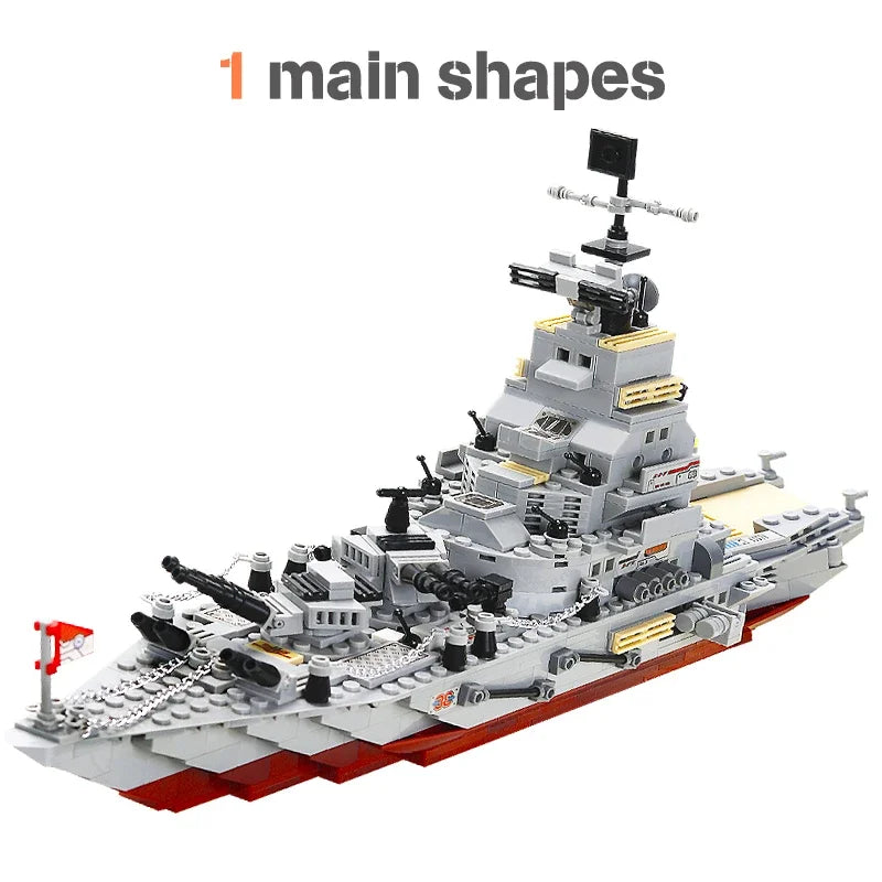 Navy War Chariot Ship Army Boat Plane Model Warships Building Blocks Compatible With Lego Construction Set for Boys Bricks Toys