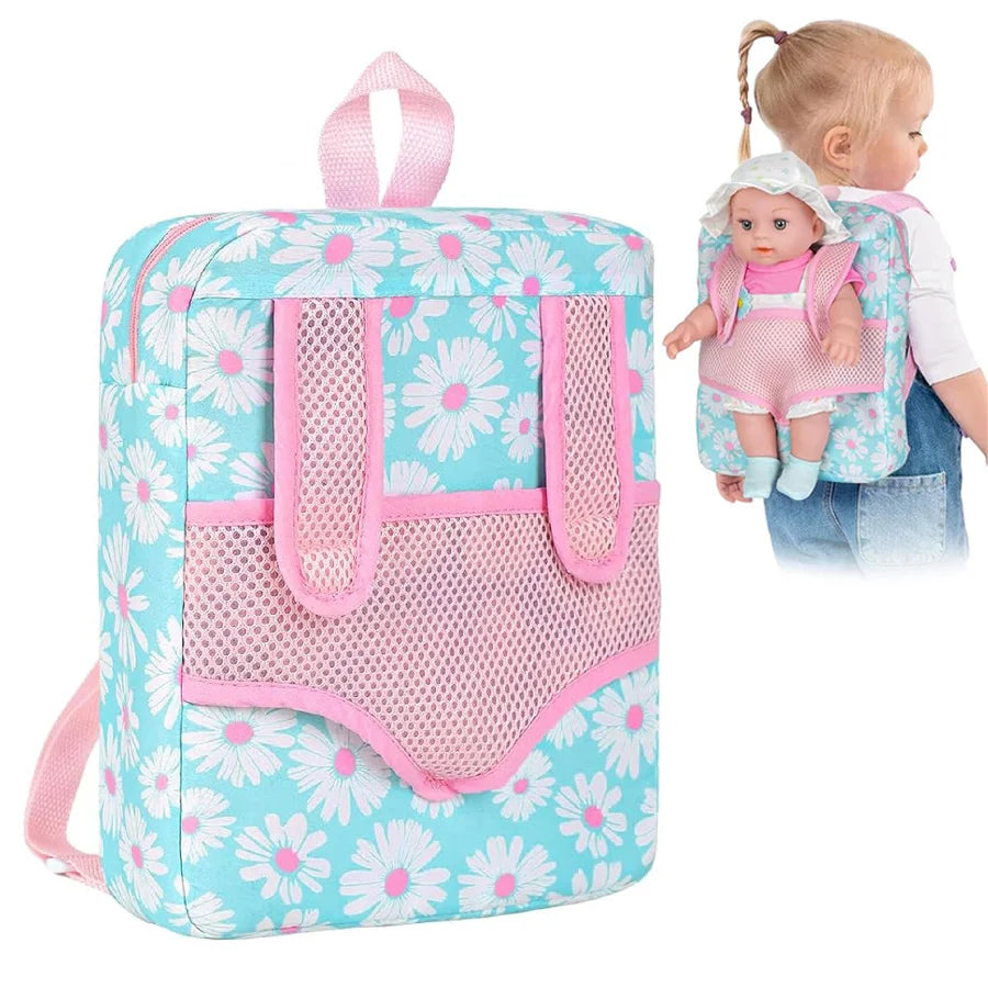 Fashion Newborn Backpack Doll Cute Flower Handbag for Girls Dolls Out Going Carry Bag Christmas Birthday Gift