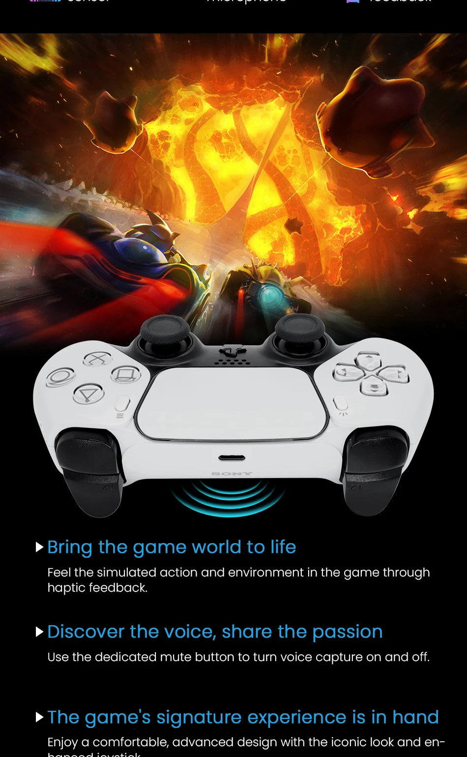 Sony ps5 controlador sem fio original playstation 5 acessórios de console de jogo controle remoto dualsense controlador sem fio