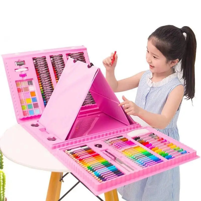 42/68/86/150/168/208pcs Childeren's Painting Brush Full Set Watercolor Pen Crayon with Drawing Board For Kids Art Supplies Gifts